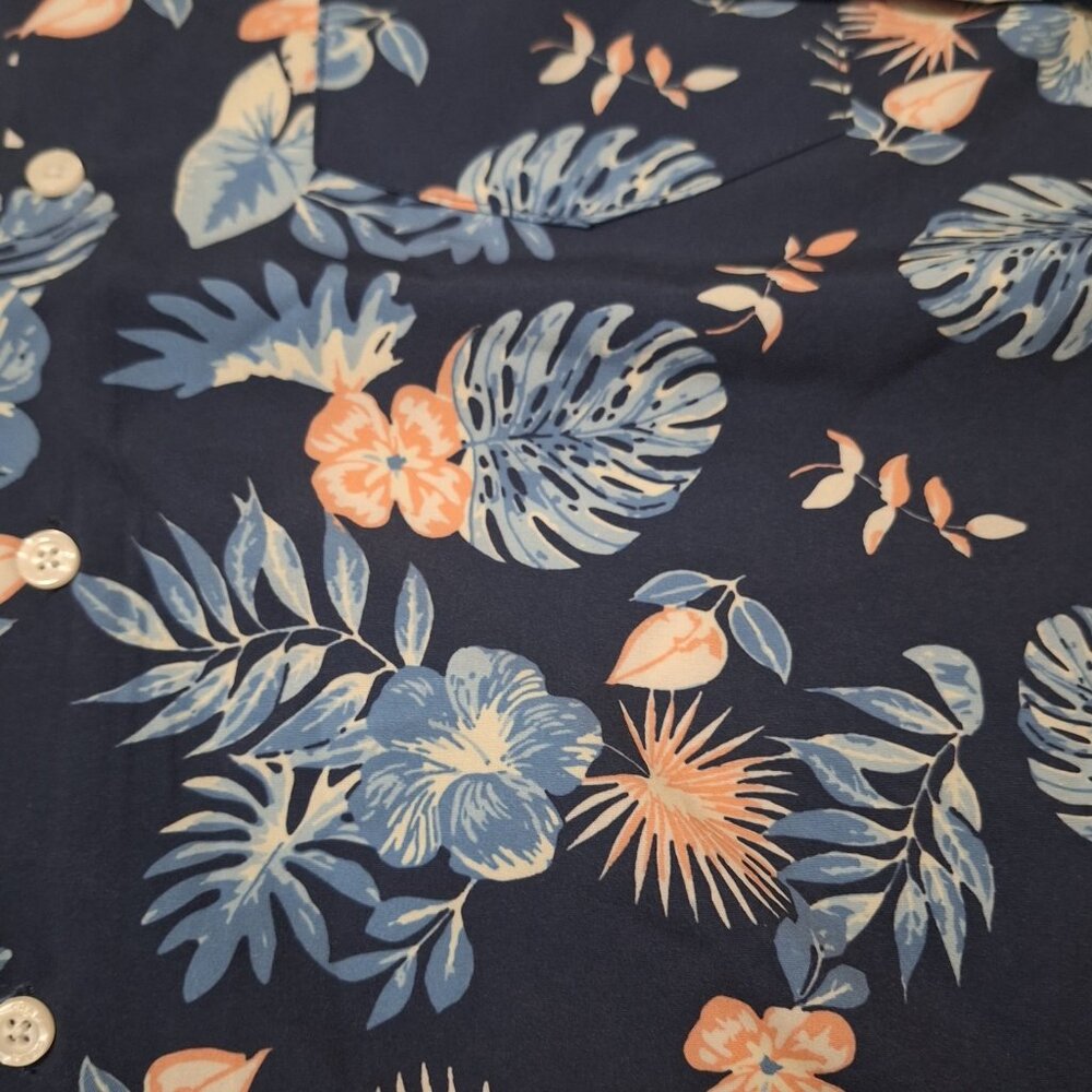 NWT Chaps Everyday Performance Mens Hawaiian AOP Short Sleeve Button Up Shirt LG - Picture 3 of 7